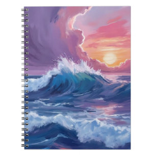 Carnet Peinture aquarelle du coucher de soleil sur les va