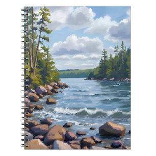 Carnet Peinture aquarelle du rivage du lac Tahoe tranquil