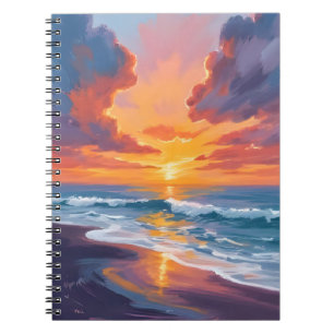 Carnet Peinture aquarelle océan coucher de soleil plage
