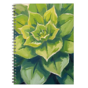 Carnet Peinture botanique de plante succulente verte