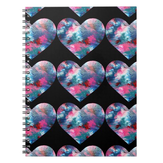 Carnet Peinture cardiaque multicolore sur bois (Devant)