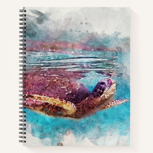 Carnet Peinture d'aquarelle de la tortue verte hawaïenne (Devant)