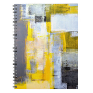 Carnet Peinture d'art Abstrait gris et jaune abstrait, ar
