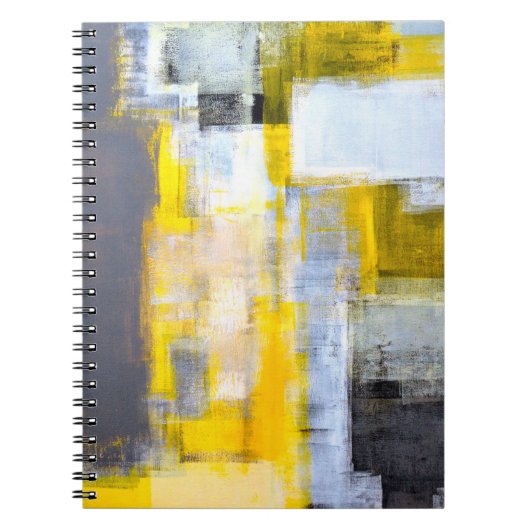 Carnet Peinture d'art Abstrait gris et jaune abstrait, ar (Devant)