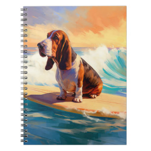 Carnet Peinture de Basset Hound faisant du Surf sur la Pl