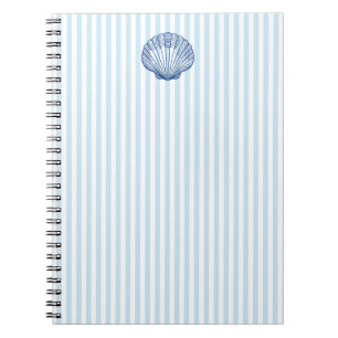 Carnet Peinture de coquillages Bleu Nautique Stripe Prepp