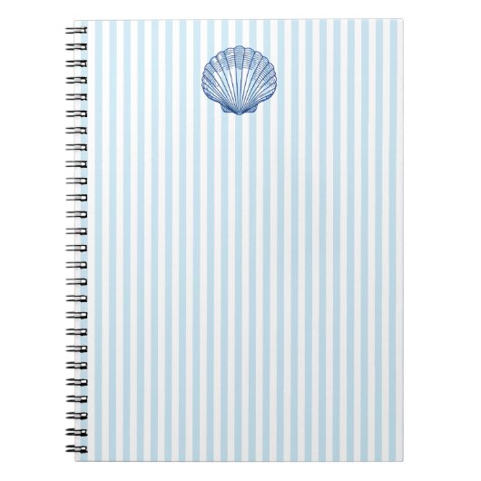Carnet Peinture de coquillages Bleu Nautique Stripe Prepp (Devant)