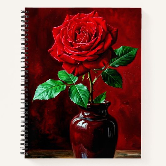Carnet Peinture de fleur de rose rouge (Devant)