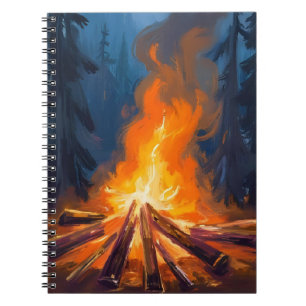 Carnet Peinture de forêt à l'aquarelle autour d'un feu de