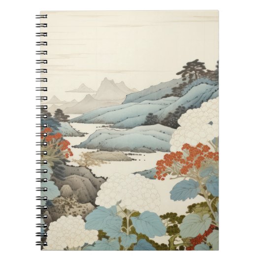 Carnet Peinture de jardin d'Hydrangea à l'extérieur. (Devant)