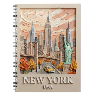 Carnet Peinture de la skyline texturée 3D vintage de la v