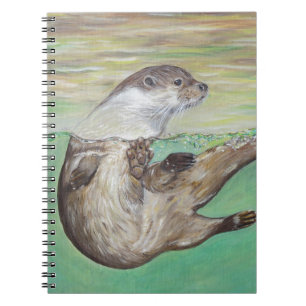 Carnet Peinture de loutre de rivière enjouée