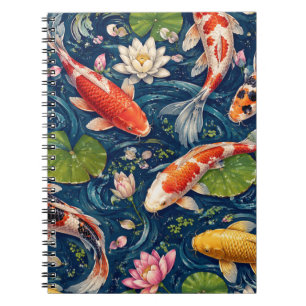Carnet Peinture de motif de carpes koï japonaises vintage