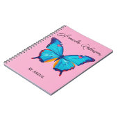 Carnet Peinture de papillon morpho bleu (PERSONNALISER) (Côté gauche)