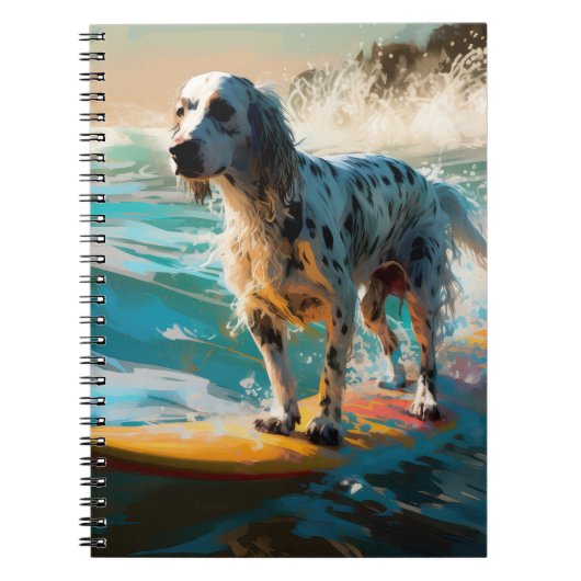 Carnet Peinture de surf sur la plage de Setter anglais (Devant)