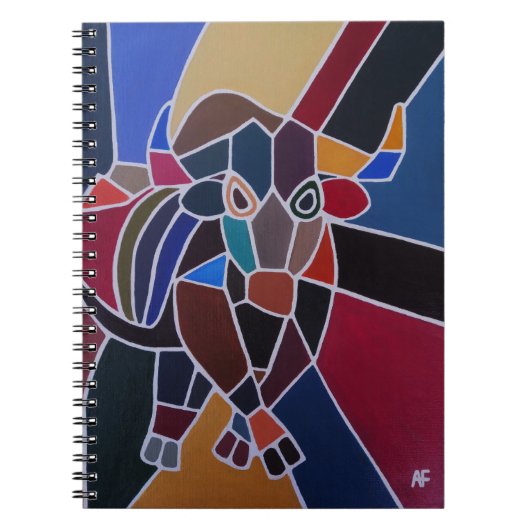 Carnet Peinture de taureau abstraite par Alfred Fox (Devant)