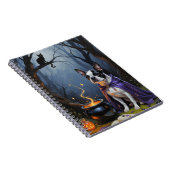 Carnet Peinture d'Halloween de Boston Terrier Chien blanc (Côté Droit)
