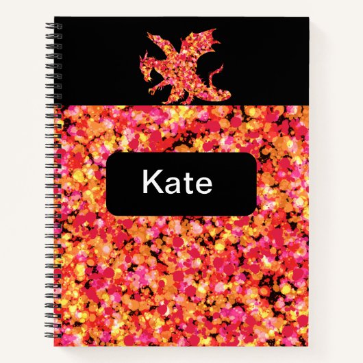 Carnet Peinture éclaboussée Dragon Rouge (Devant)