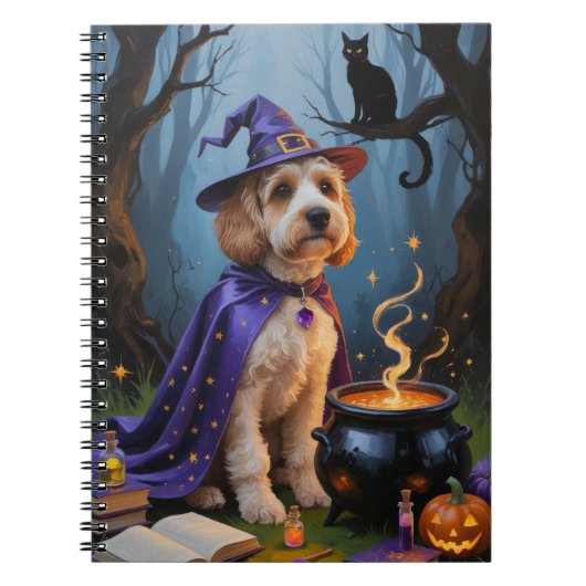 Carnet Peinture fantaisiste d'Halloween de chien Cockapoo (Devant)