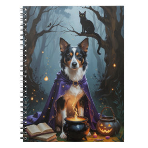 Carnet Peinture fantaisiste d'Halloween de chien Kelpie a