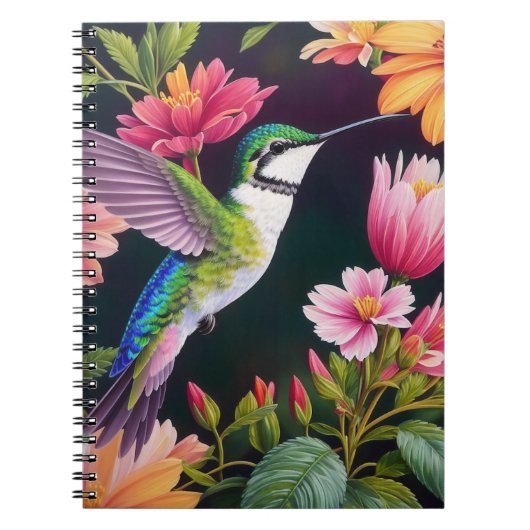 Carnet Peinture florale colorée de colibri (Devant)