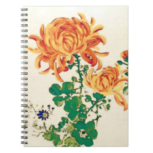 Carnet Peinture japonaise vintage de chrysanthèmes