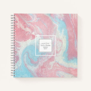 Carnet Peinture Liquide Abstraite Écoulement Rose/Bleu ID