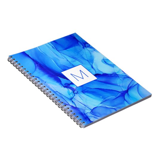 Carnet Peinture Monogramme Indigo Abstraite moderne (Côté Droit)
