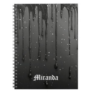 Carnet Peinture Pailletée Liquide Noir Gothique Foncé