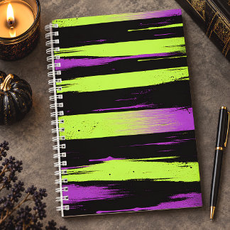 Carnet Peinture qui goutte Violet Vert Acide Grunge
