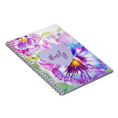 Carnet Pensée Violette Fleur Aquarelle Nom de Femme (Côté Droit)