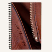 Carnet Pensées en cuir Faux Brown non zippées personnalis (Recto)