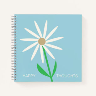 Carnet Pensées heureuses bleu-vert avec Marguerite