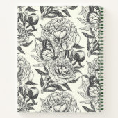 Carnet Peonies et papillons bloquent l'impression, noir e (Dos)
