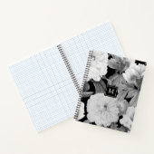 Carnet Peonies noires et blanches Aquarelle Monogramme fl (Intérieur)