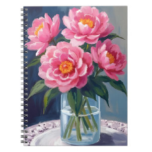 Carnet Peony Bouquet Fleurs Roses Peinture Florale