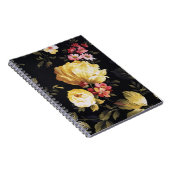 Carnet Peony jaune design sur noir (Côté Droit)