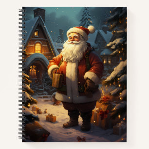 Carnet Père Noël classique debout dans la neige