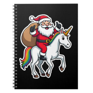 Carnet Père Noël de Noël à cheval sur une licorne - Fille
