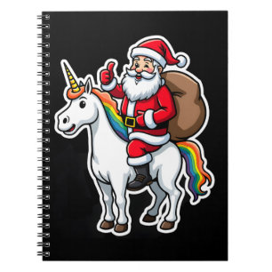 Carnet Père Noël de Noël à cheval sur une licorne - Fille