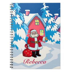 Carnet Père Noël personnalisé mignon sur une scène