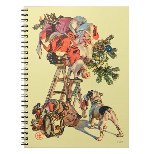 Carnet Père Noël vers le haut d'une échelle (Devant)