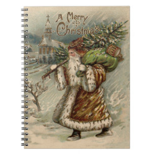 Carnet Père Noël victorien avec arbre de Noël