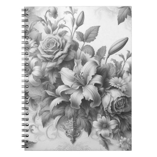 Carnet Perfection florale noire et blanche (Devant)