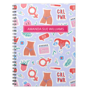 Carnet Period / Menstrual Cycle - Your Name /Monogram 