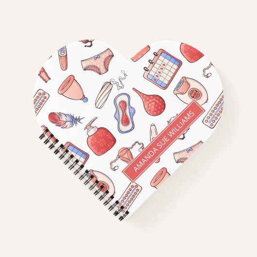 Carnet Période / Cycle menstruel - Votre nom /Monogramme (Devant)