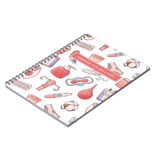 Carnet Période / Cycle menstruel - Votre Nom /Monogramme (Côté gauche)