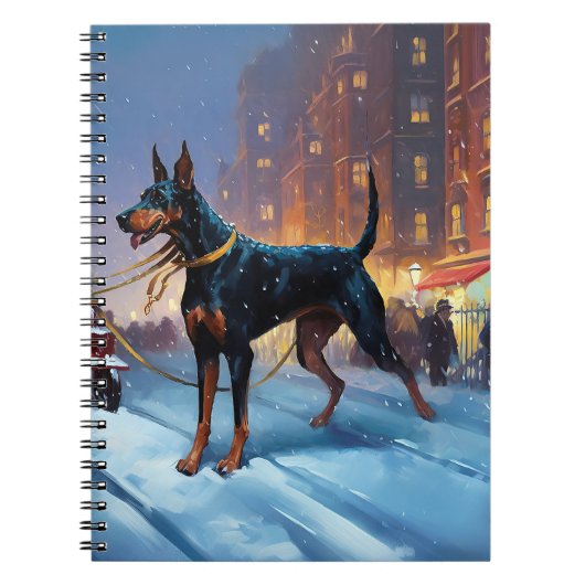 Carnet Période de fêtes de Noël Doberman (Devant)