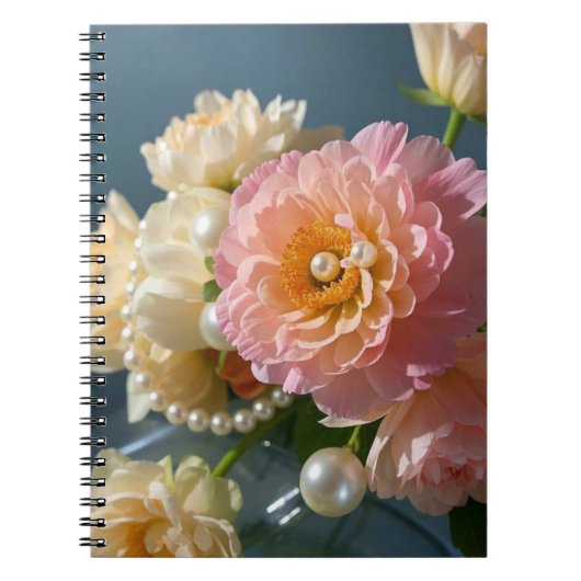 Carnet Perles aux fleurs roses (Devant)