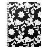 Carnet Perles en fleurs blanches sur le noir (Devant)
